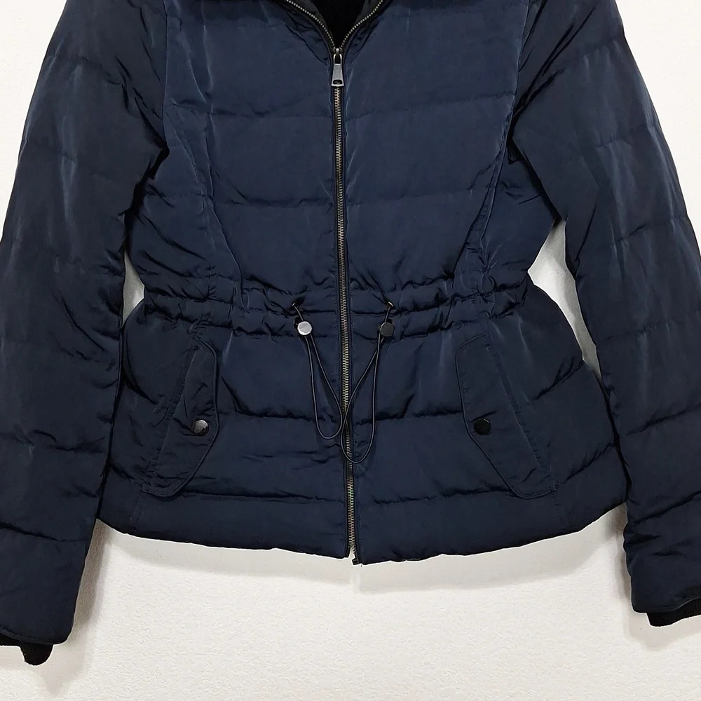 Zara Dark Blue Puffer Coat - Picture 9 of 13